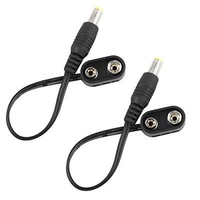 Image of Mr.Power 9V Battery Clip Converter Power Cable Snap Connector 2.1mm 5.5mm Plug for Guitar Effect Pedal (2 cable)
