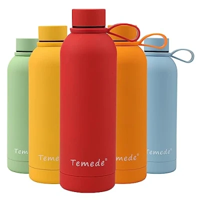Image of Temede Insulated Water Bottle 750ml, Double Walled Vacuum Stainless Steel for 12 Hours Hot &amp; 24 Cold Drinks, BPA Free, Leakproof Metal Flask Great Men, Women Kids, Medium, Red