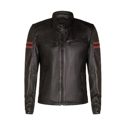 Image of Infinity Leather Mens Black Retro Bomber Jacket Rome Size 3XL