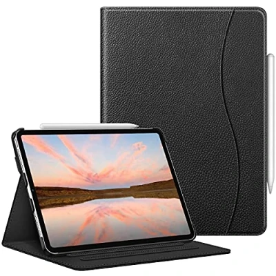 Image of FINTIE Case Compatible with iPad Pro 11 inch (2022/2021/2020/2018, 4th/3rd/2nd/1st Generation) Multi Angle Folio Cover Pencil Holder &amp; Pocket, Auto Wake/Sleep, Black