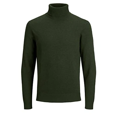 Image of JACK &amp; JONES JJ Eemil Men&#039;s Knitted Turtleneck Jumper, Green (Rosin), L
