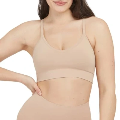 Image of Spanx Ecocare Everyday Shaping Longline Bustier, Women&#039;s, Size: 24 26, Toasted oatmeal