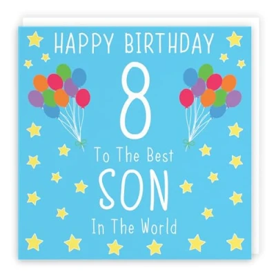 Image of Hunts England Large Son 8th Birthday Card Happy 8 To The Best In World Iconic Collection 210 x mm Age