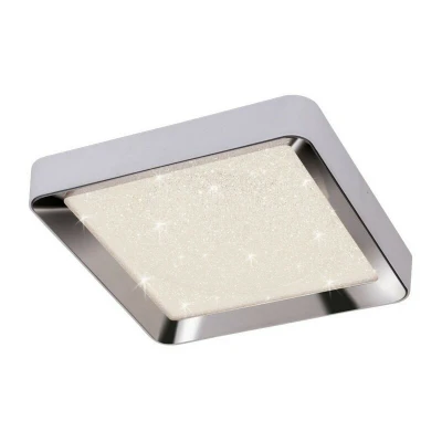 Image of Fusion Flush Ceiling Light 50cm Square 24W LED 3000 6500K Tuneable, 1920lm, Remote Control Chrome, Acrylic