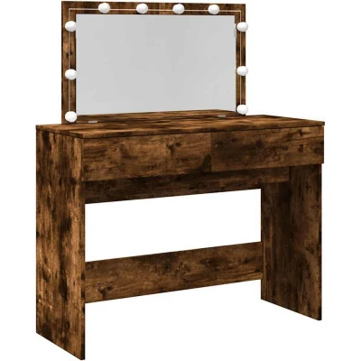 Image of vidaXL Dressing Table with LED Smoked Oak 100x40x120 cm