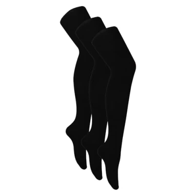 Image of Sock Snob 3 Pairs Ladies Bamboo Tights Soft Plain Opague Warm Black Pantyhose (UK, Alpha, M, Regular, Black)