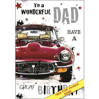 Image of Father&#039;s Birthday Card (JJ GR001) Wonderful Dad From The Graffix Range Embossed &amp; Foil Finish