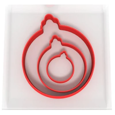 Image of Just Cutters Bauble Shape Set of 3 Plastic for Baking, Fondant, Clay, Pastry, Icing, Jewellery (3/5/8CM)