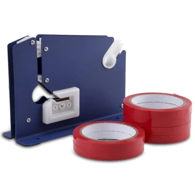Image of JJ PRIME Blue Bag Neck Sealer PVC Tape Food Fruit Veg Meat Ingredients Packaging Fit Up to 12mm Wide Tapes (Free 6 Rolls of Tapes)