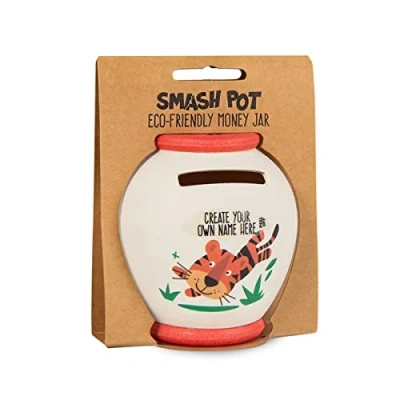 Image of History &amp; Heraldry Personalised Bamboo Smash Pot Money box (Lion Tiger blank with sticker)