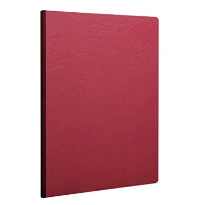 Image of Clairefontaine Ref 795462C Age Bag Clothbound Notebook (192 Pages) A5 Size, Lined Rulings, 90gsm Brushed Vellum Paper Red Leather Effect Cover
