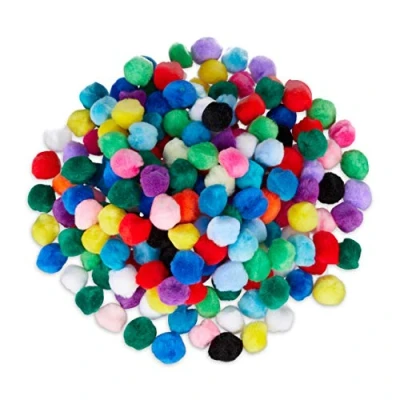 Image of Relaxdays Small Crafting Pom Poms, Set of 200 Mini Pompom, Decorative Balls for Birthdays &amp; Weddings, D: 2 cm, Colourful