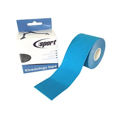 Image of 5M OF ISPORT PRE CUT KINESIOLOGY MUSCLE JOINT PAIN SUPPORT PHYSIO SPORTS INJURY REHAB TAPE BLUE 5CM
