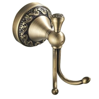 Image of Antique Bronze Brass Bath Towel Hooks, Wall Mounted Bathroom Hardware Accessories,Pattern Carving Design