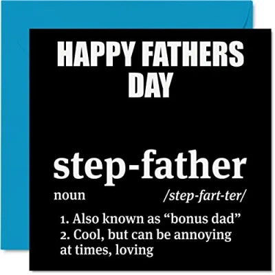 Image of Heartfelt Fathers Day Cards for Step Dad Definition Cute Happy Card Father from Son Daughter, 145mm x Father&#039;s Greeting Gift Daddy Papa