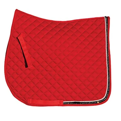 Image of Rhinegold Elite Diamante Trim Saddle Cloth Pony Red