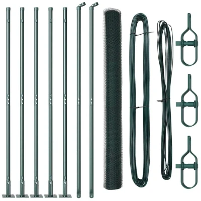 Image of vidaXL Hexagon Fence Green 1.4x10 m Steel