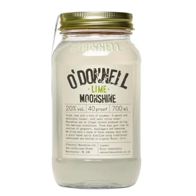 Image of O&#039;Donnell Moonshine Lime Liqueur 700ml Mason Jar Zesty &amp; Refreshing Citrus with a Bright, Lively Flavour 20% ABV