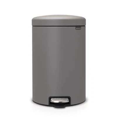 Image of Brabantia NewIcon Pedal Bin 20L (Mineral Concrete Grey) Soft Closure Rubbish with Removable Inner Bucket + Free Bags