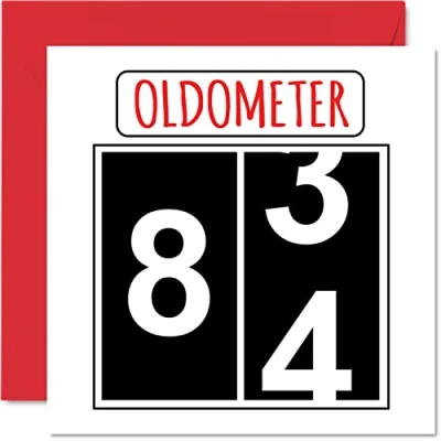 Image of Fun 84th Birthday Cards for Men Woman Oldometer Happy Card Dad Mum Great Grandad Grandpa Nanny Grandma Gran Uncle Auntie, 145mm x Greeting Cards,