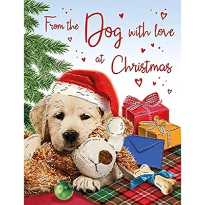 Image of Regal Publishing Traditional (Cute) Christmas Card from The Dog 8 x 6 inches