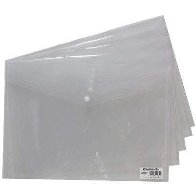Image of Tiger A3 Clear Stud Wallet Folder Plastic Document Holder File Popper Wallets (Pack of 5)