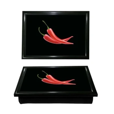 Image of Lap Tray Red Flaming Twin Chili BeanBag Cushion is Ideal for Laptops Studying TV Dinners, Crafts, Kids Coloring and Drawing