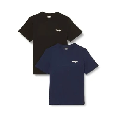 Image of Wrangler SIGN OFF TEE 2 PACK Basic Tshirt, Men&#039;s, Size: 3XL, Captains blue
