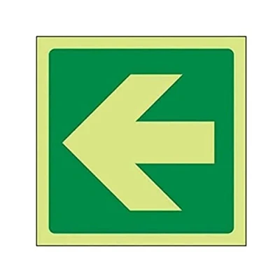 Image of V Safety 14016AT GS Glow In The Dark Green Straight Arrow Fire Exit Sign 200mm x Self Adhesive Vinyl