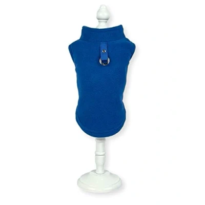 Image of Dog Fleece Harness Vest Jumper Sweater Coat for Small Breed Dogs, (Large, Royal Blue)