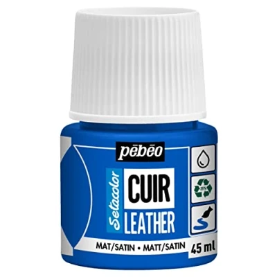 Image of PEBEO Setacolor Leather Acrylic Paint for and Leatherette Customization Bag, Shoe, Sneaker Resistance to scratches, folds, rubbing Matt/Satin finish Ocean Blue 45 ml