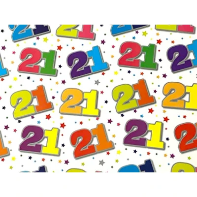 Image of Birthday Wrapping Paper 2 Sheets Of Gift Wrap &amp; one Tags 21st SE2608