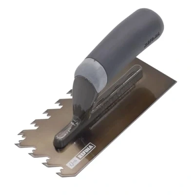 Image of Refina NotchTile Graphite Adhesive Spreading Notched Tiling Trowel Right Handed 8&quot; (200mm) with 10mm Notches 2021910R