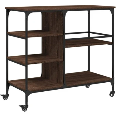 Image of vidaXL Kitchen Trolley Brown Oak 100x45x89.5 cm Engineered Wood