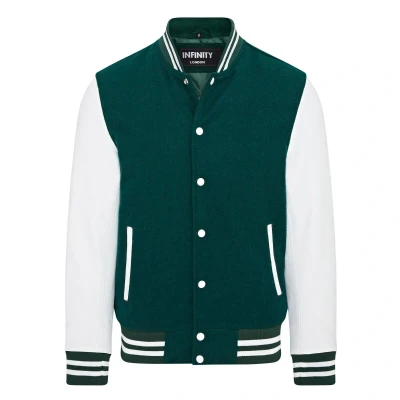Image of Infinity Leather Mens Letterman Baseball Wool Varsity Bomber Jacket Genoa Green Size Large