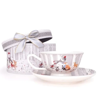 Image of Christmas Concepts® Snowman &amp; Friends Deluxe Ceramic Tableware Range (Teacup Saucer)