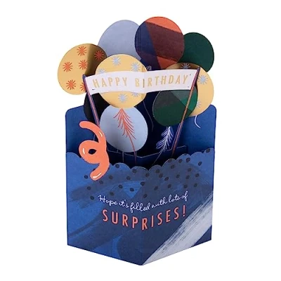 Image of Hallmark Birthday Card for Him Classic 3D Pop Up Balloons Design