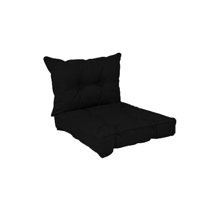 Image of POKAR Garden Cushions Patio Chair Rattan Outdoor Cushion Sofa Pallet Set of 2: Seat 60x60x10 cm + Back 60x40x10 cm, Black