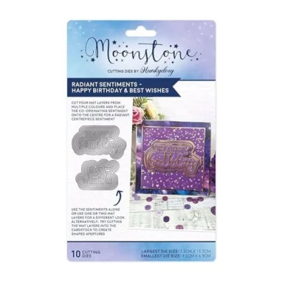 Image of Hunkydory Moonstone Radiant Sentiments Happy Birthday and Best Wishes Die Set MSTONE945