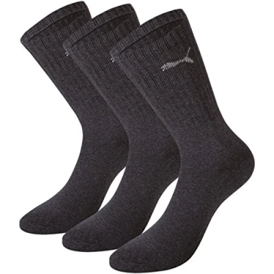 Image of PUMA Unisex Sport 3p Socks, Dark Grey, 42 UK
