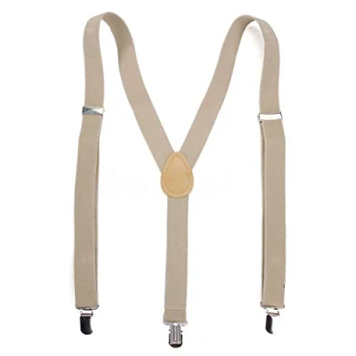 Image of Boolavard Clip on Unisex Mens Women Adjustable Trousers Fully Elastic Y back Suspender Bra (Khaki)