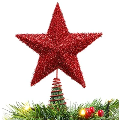 Image of Christmas Concepts® 28cm Sparkly Tree Top Star Luxury Decorations (Red)