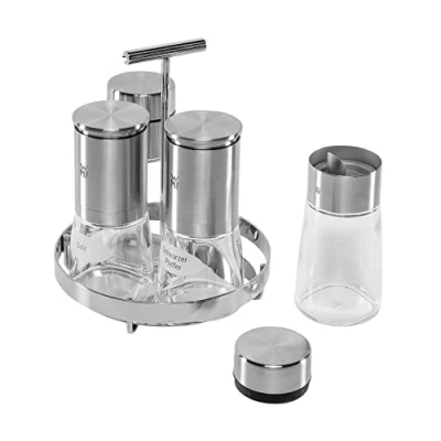 Image of WMF 5 pc Condiment Set Ceramill De Luxe, Stainless Steel, Silver, 17 x 29.9 21.5 cm