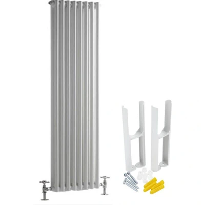 Image of Milano Windsor White Cast Iron Style Vertical Double Column Radiator Feet 1800mm x 380mm