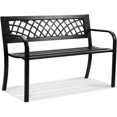 Image of VEVOR Outdoor Bench, 46 inches Metal Garden Bench for Outdoors, 480 lbs Load Capacity Park with Backrest and Armrests, Patio Garden, Park, Yard, Front Porch