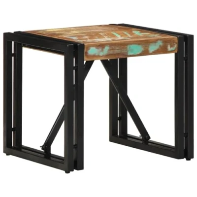 Image of vidaXL reclaimed wood coffee table industrial square 40x40x35 cm multicolor