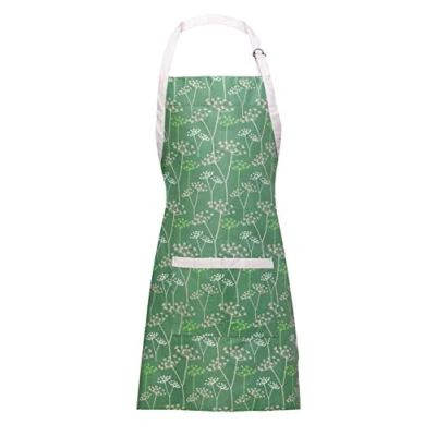 Image of Premier Housewares Aprons for Women Green White Baking Apron Ladies 100% Cotton Cooking H x W D: 87 69 cm