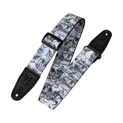 Image of Levy&#039;s MPD2 048 2 inch Sublimation Polyester Strap Black And White Skulls