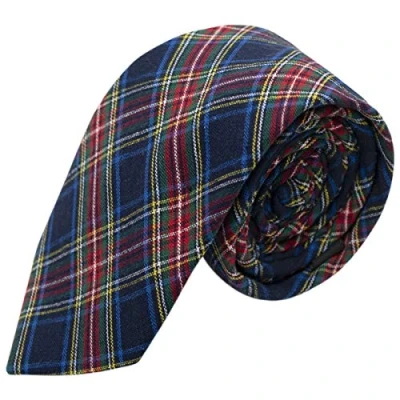 Image of King &amp; Priory Traditional Navy Blue Tartan Tie, Check, Plaid