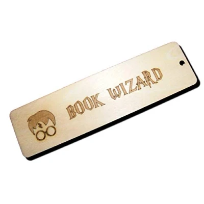 Image of FastCraft BOOKMARK HARRY POTTER BOOK WIZARD WOODEN ENGRAVED WOOD PRESENT GIFT FAN MARK